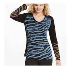 Nic & Zoe reversible Animal Print Wild Size long sleeve blouse size 0 -2P